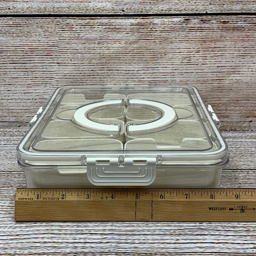 Clear Plastic Container‎ Food Storage Box 8 Removable Compartments Kitchen